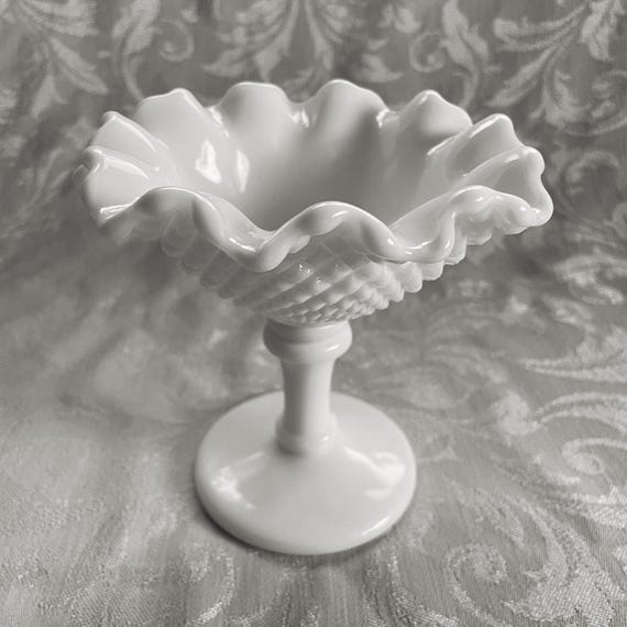 Vintage Westmoreland Milk Glass Compote: English Hobnail Pattern Candy Dish - Made in USA