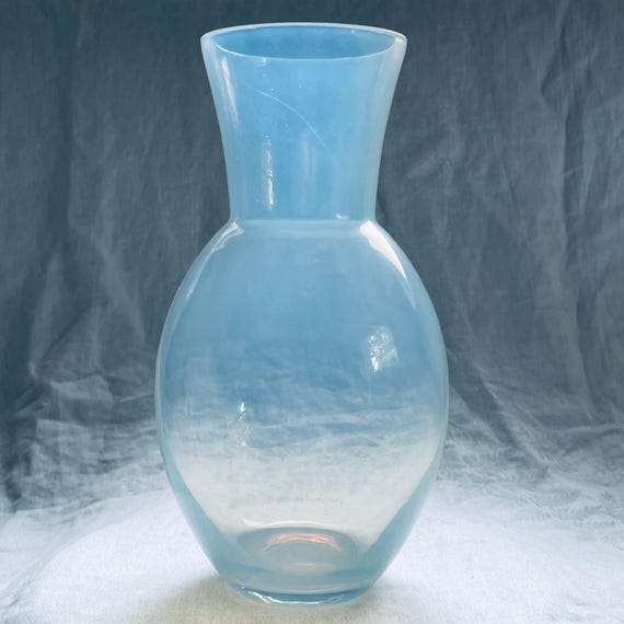 Mid-Century Opalescent Glass Vase: Hand Blown Murano Style Decor