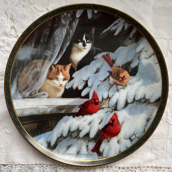 Collection of Cat Plates - "Nosy Neighbors" Series by Persis Clayton Weirs - Bradford Exchange Porcelain