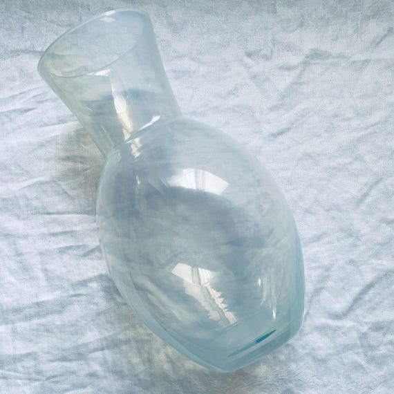 Vintage Mid Century Opalescent "Soap Bubble" Opaline Glass Vase • Hand Blown Art Glass • Murano Style Italy • Elegant Minimalist Home Decor