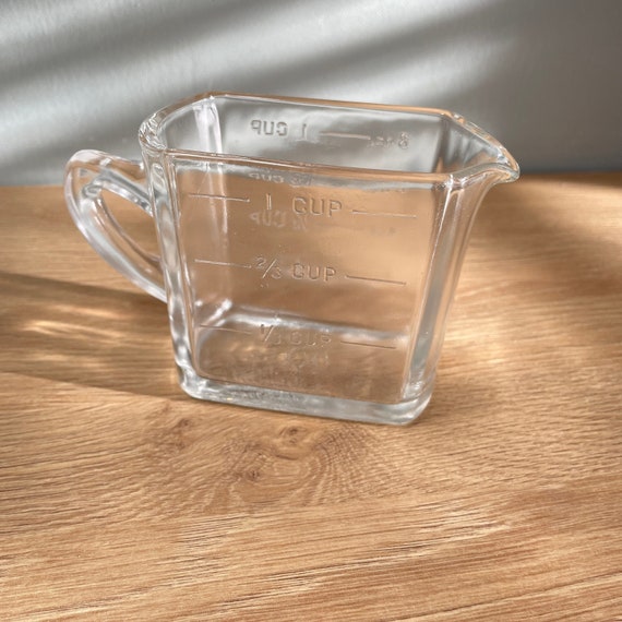 Depression Glass Measuring Cup Rare Hazel Atlas for Kelloggs 1 cup Crystal Clear Rectangular All Bran Cereal 1920s Vintage Kitchenware