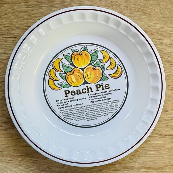 Vintage Peach Pie Plate • Manoir Recipe Dish • Retro Kitchen Decor • Oven Safe Ceramic Bakeware • Cottagecore Pie Pan • Cozy Retro Kitchen