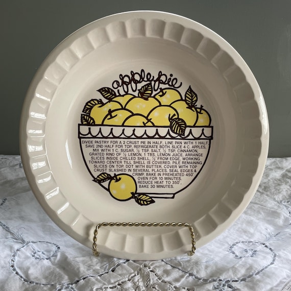 Vintage Ceramic Pie Plate with Homemade Apple Pie Recipe by Festival Stoneware, Giftable Bakeware