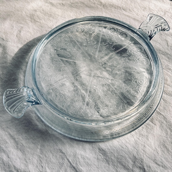 Vintage Sapphire Blue Depression Glass Trivet, Anchor Hocking Philbe Hot Plate