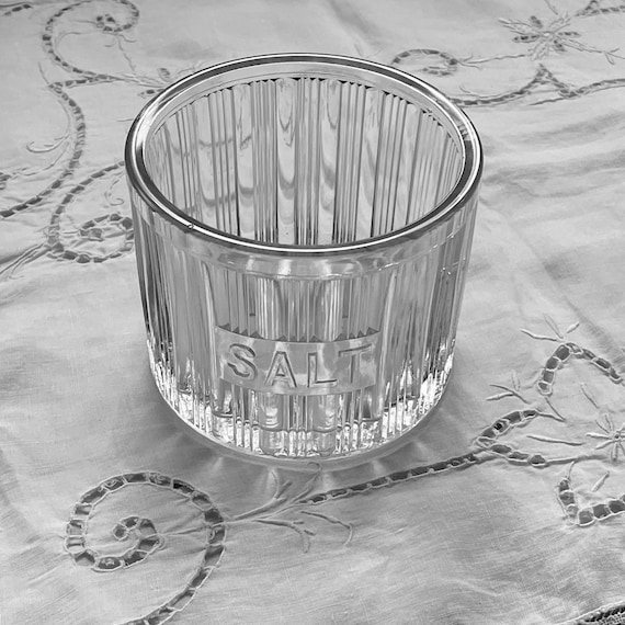 Hoosier Cabinet Glass Salt Canister Triple Skip Glass Salt Jar - Antique Vintage Kitchenware Collectible