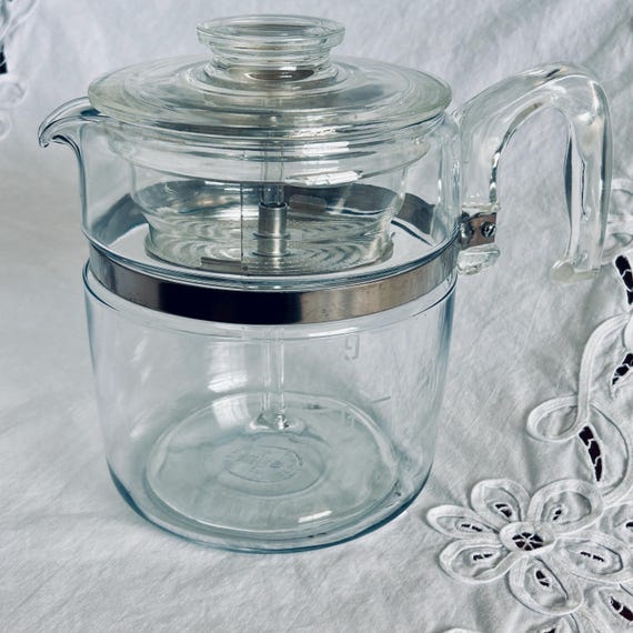 Vintage Pyrex Flameware 9 Cup Percolator Model 7759, Complete Tested Working Glass Coffee Pot