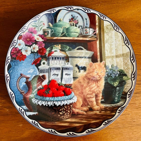 Vintage Porcelain Cat Plate – Annebell’s Simple Pleasures by Mary Ann Lasher, Bradford Exchange