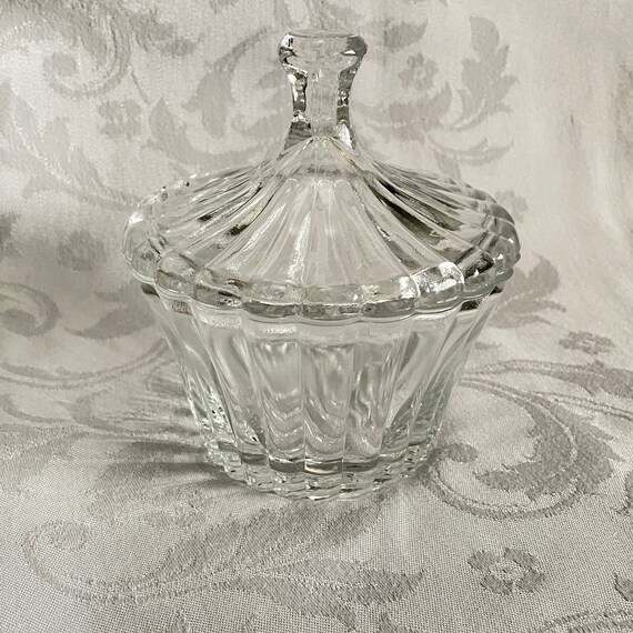 Glass Candy Dish, Elegant Crystal Jewellery Box, Art Deco Vanity Storage, Crystal Apothecary Jar