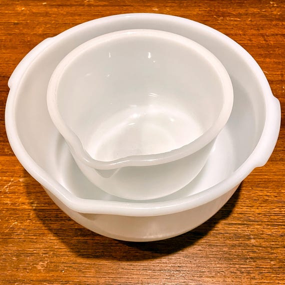 Vintage Glasbake Opal Mixing Bowls for Sunbeam Mixmaster – Vintage Set of 2