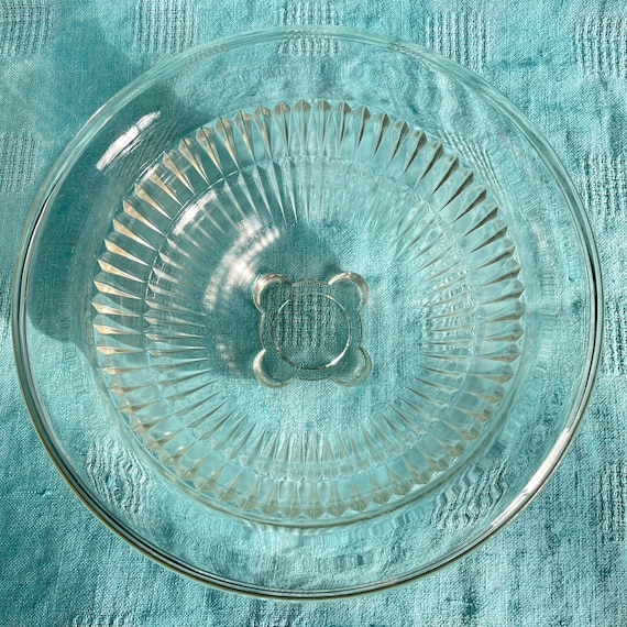 Depression Glass Mixing Bowl Hazel Atlas Aurora Pattern Clear Glass Vintage 1930s Art Deco Kitchen Decor Serveware Bakeware Kitchenware