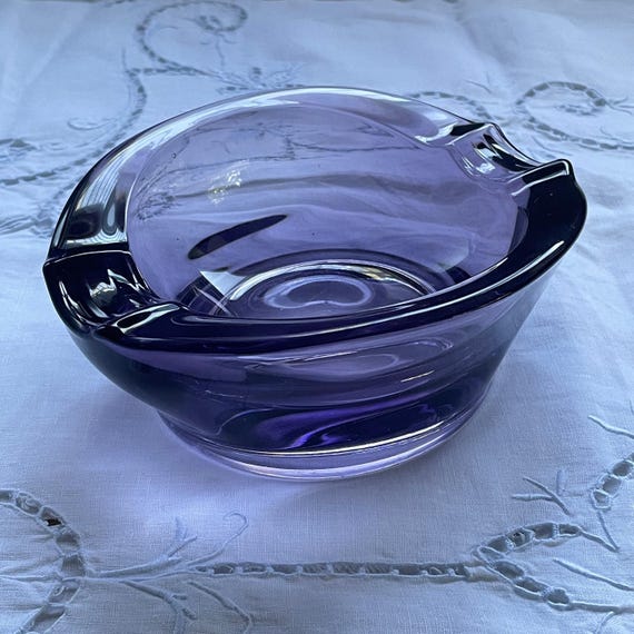 Sklo Union Glass Bowl Ashtray by František Zemek, Collectible Czech Bohemian Glassware, Modernist Vintage Art Glass, Tobacciana