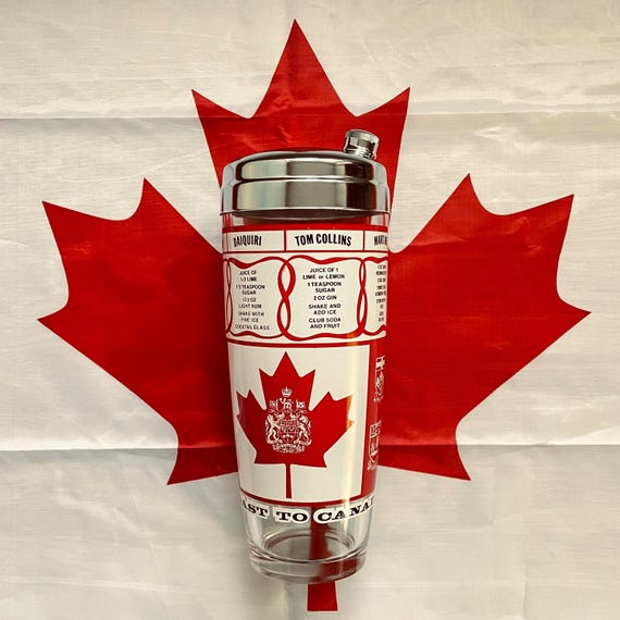 Vintage "A Toast to Canada" Cocktail Shaker: Mid-Century Canadian Barware