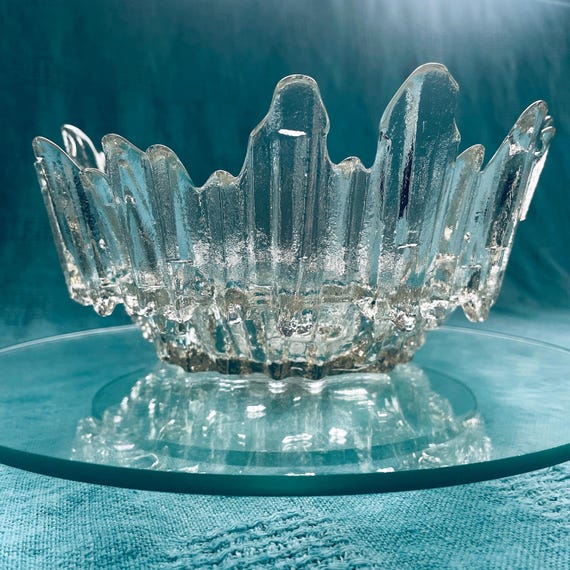 Tauno Wirkkala Humppila Art Glass Bowl – Finnish Ice Glass, Mid Century Modern Decor