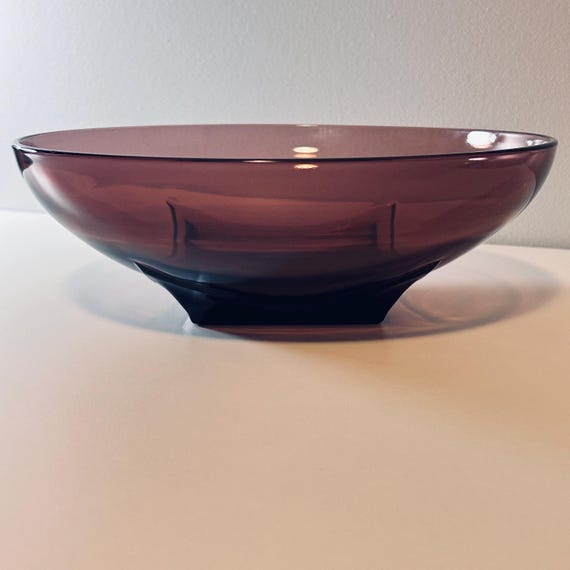 Hazel-Atlas Moroccan Amethyst Bowl 11” Colony Pattern Vintage Purple Glass Serving Bowl Mid Century