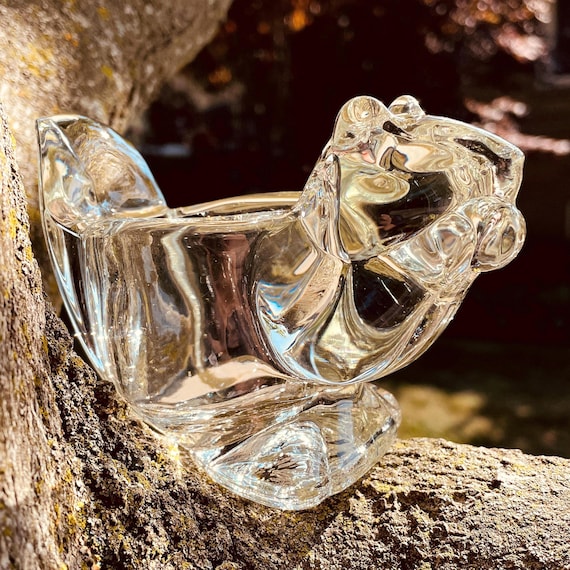 Vintage Crystal Squirrel Votive Holder: 1980s Avon Woodland Decor