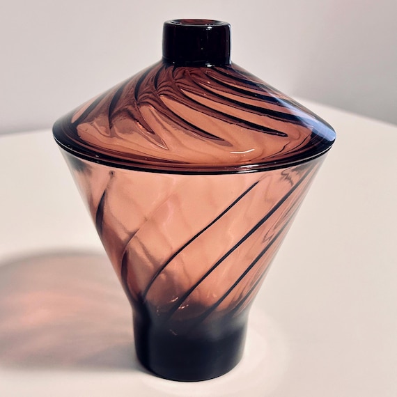 Hazel Atlas Moroccan Amethyst Candy Jar – Swirled Purple Glass MCM Decor