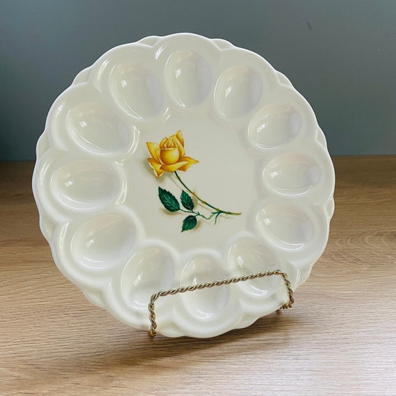Ceramic Deviled Egg Tray by Sovereign Potters Canada - Elegant Vintage Ironstone Pottery Serving Platter
