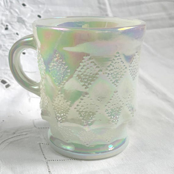 Rare Kimberly Fire King Mug - Stunning Iridescent Aurora Borealis Design | Retro 1970s Collectibles