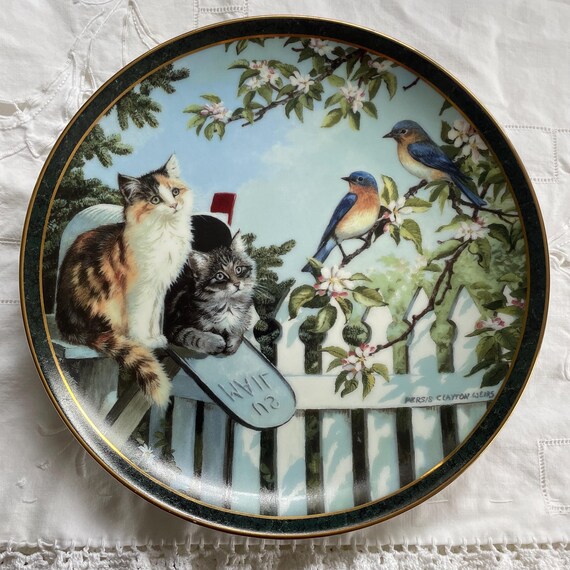 Complete Set of 10 Cat Plates - Nosy Neighbors by Persis Clayton Weirs, Bradford Exchange – Vintage Cat Decor – Wall Art Gift for Cat Lovers