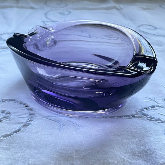 Sklo Union Purple Art Glass Ashtray Bowl by František Zemek