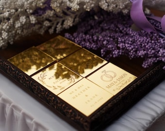 50 Chocolate Favors, Wedding Favors For Guests, Engagement Chocolate, Wedding Favors, Customized Chocolate, Plexiglass Chocolate