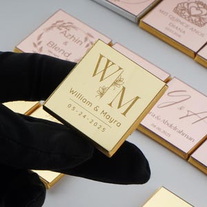 50 Chocolate Favors, Wedding Favors For Guests, Engagement Chocolate, Wedding Favors, Customized Chocolate, Plexiglass Chocolate