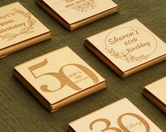 50th Birthday Party Favors, 50th Birthday Chocolate Favors,Birthday Plexiglass Chocolate Favors, Birthday Favors for Guests, Birthday Decor,