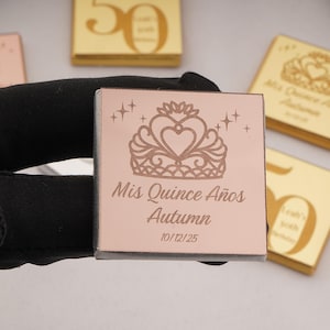 Mis Quince Chocolate Favors, Personalized Quinceañera Treats, Custom Mis Quince Años Party Treats, Quinceañera Table Favors