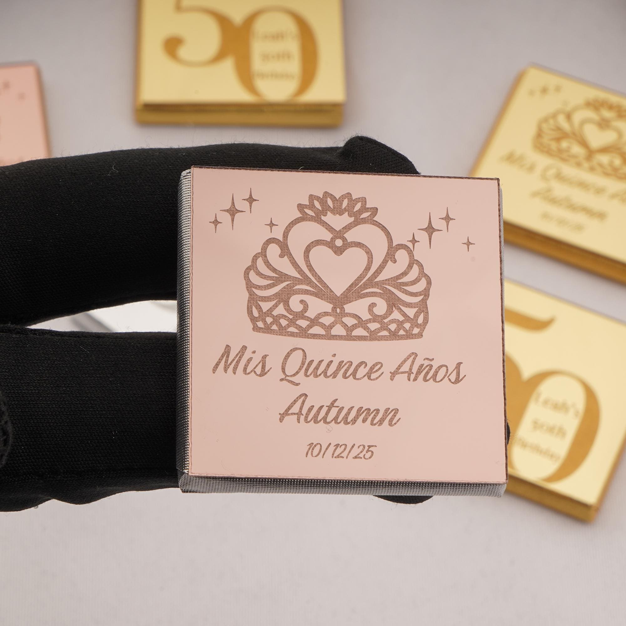 Mis Quince Chocolate Favors, Personalized Quinceañera Treats, Custom Mis Quince Años Party Treats, Quinceañera Table Favors