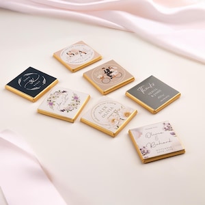 50 Pcs Wedding Chocolate, Chocolate Favors for Guest, Engagement Chocolate, Gold or Silver Foil Milk Chocolate, Wedding Table Decor