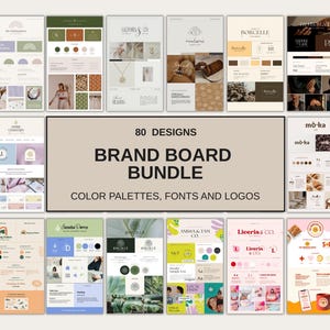 Plantilla de tablero de marca Kit de marca DIY Paquete comercial Marca comercial Diseño de logotipo editable Tablero de estado de ánimo minimalista moderno Paleta de colores