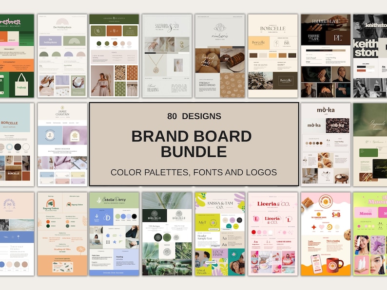 Branding Board Template DIY Branding Kit Business Package Business branding Editable Logo Design modern minimalist Mood board Color palette Brand identity Design templates Logo templates Customizable branding Professional branding Brand style guide Branding assets Visual branding Corporate identity Marketing materials Creative branding Graphic design templates Online branding Business logo Branding solutions Brand consistency style guide business styling fonts for businesses brand board bundle