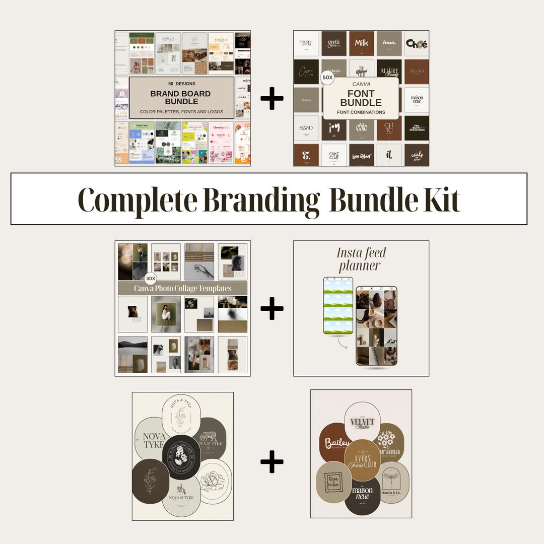 Complete Branding Bundle Kit Canva, Logos, Brand Boards, Fonts ...
