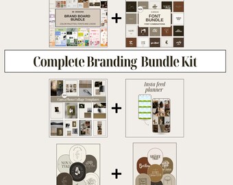 Complete Branding Bundle Kit Canva, Logos, Brand Boards, Fonts, Collages & Instagram Planner for Business Branding