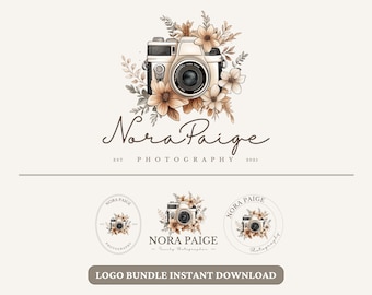 Paquete de logotipos de fotografía Fotografías de agua prefabricadas Logotipo incorporado bewerkbaar con Canva Aanpasbaar logo para fotografía Botanische stijl
