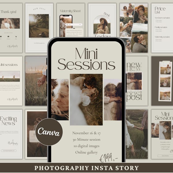 Photography Instagram story Template Instagram content Family Photography Marketing Social Media CANVA Template Instagram Story Posts