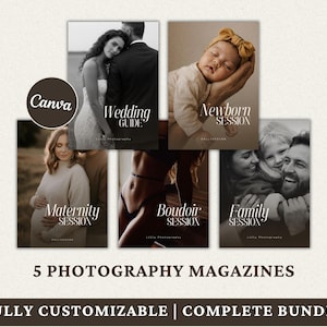 Revista de fotografía PAQUETE Revista digital Portafolio profesional Boda Recién nacido Familia Guía de bienvenida al cliente Kit de marketing Paquete de fotos