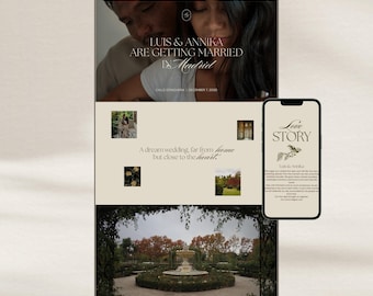 Elegant Wedding Invitation Editable Canva website Template Digital Wedding Invitation RSVP Timeline Chic Design Save the Date webdesign