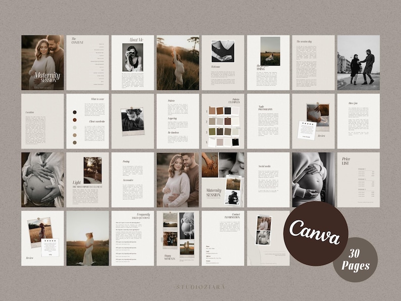 Maternity Photography Template Pregnancy Photoshoot Guide Canva Template Photographer Marketing Materials Client Welcome Packet Maternity Photography Marketing Newborn Photography Branding Template Photography Template