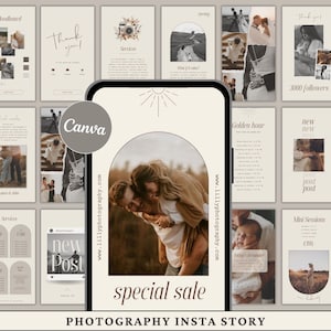 Photographie Modèle d'histoire Instagram Contenu Instagram Photographie de famille Marketing Réseaux sociaux Modèle CANVA Articles d'histoire Instagram