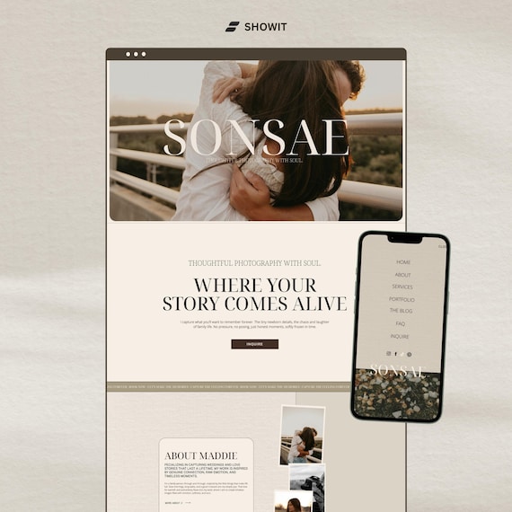 High End Showit Website Template for Photographers Designed to Attract Clients Modern Minimal Portfolio Done for You Showit Website