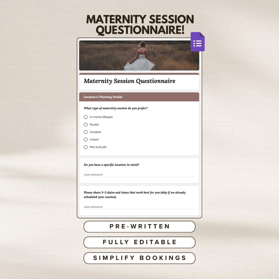 Digital Questionaire Form Digital Maternity Session Questionnaire Template Editable Google Form ...