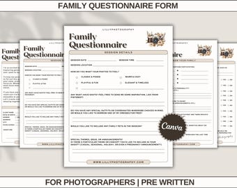 Family Session Photography Client Questionnaire Boho Design Session Checklist Business Plan Checklist Information Form Download Bundle Canva