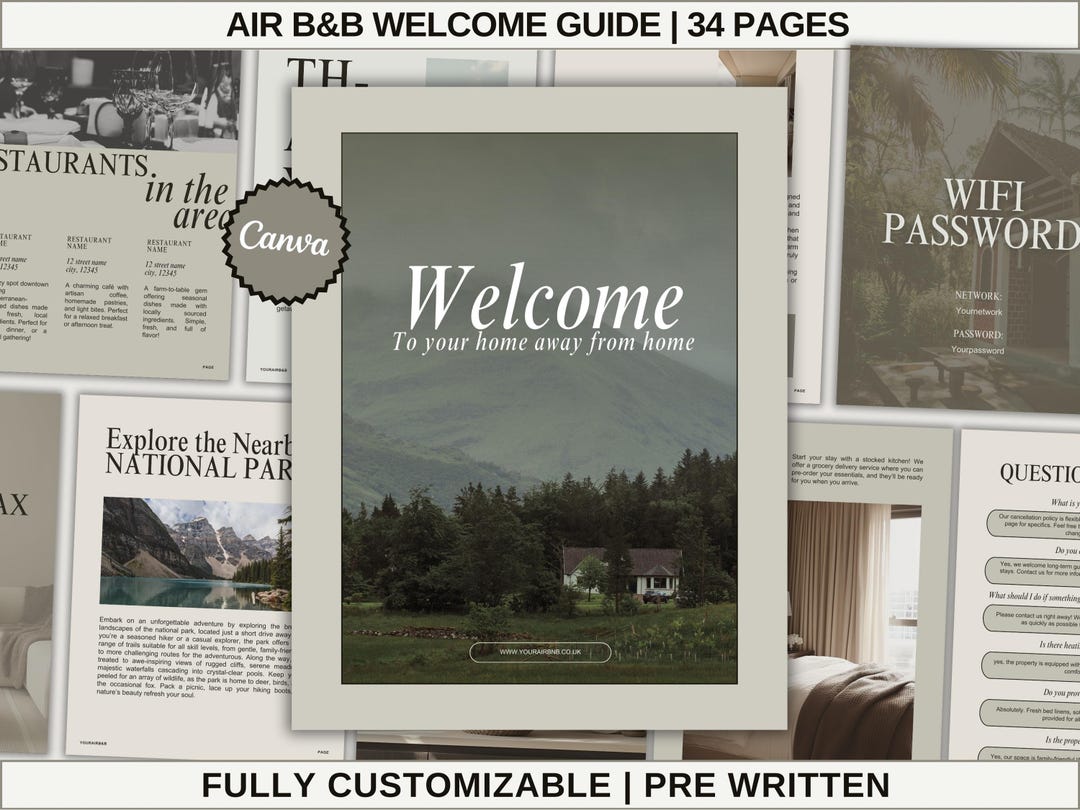 Airbnb Welcome Guide Template Canva Guest Guide for Airbnb Guest Book ...