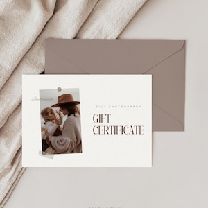 Cadeaubon fotograaf Canva-cadeaubon fotosessie, fotografievoucher, boho Bewerkbare cadeaubon CANVA-sjabloon Cadeau familyessie