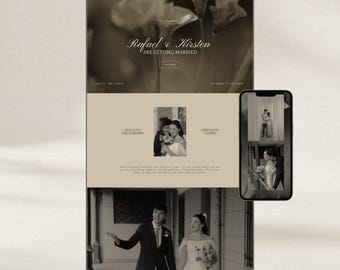 Chic Wedding Invitation Website Canva Editable Template Digital RSVP & Timeline Stylish Save the Date Web Design Wedding Invitation Web