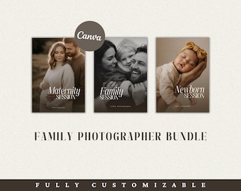 Photographer Family BUNDLE, Pre-written, Maternity, Family And Newborn Guide,  Fully Customizable, use with CANVA!