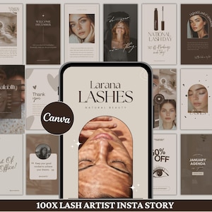 Pacchetto di modelli professionali per storie di ciglia per il marketing su Instagram, design per extension ciglia, arte delle ciglia, salone di bellezza, contenuti per social media