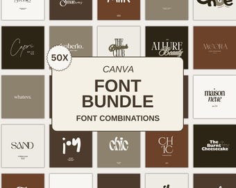 50 Canva Font Combinations for Logos Branding Canva Font Pairings Bundle Logo Fonts for Small Business Content Creators and Designers