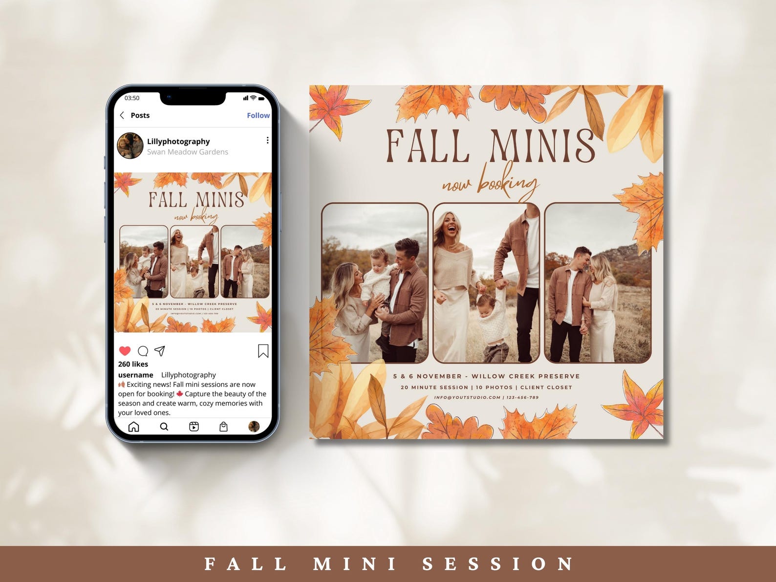 Fall Minis Session Template Canva, Photography Fall Template Mini ...